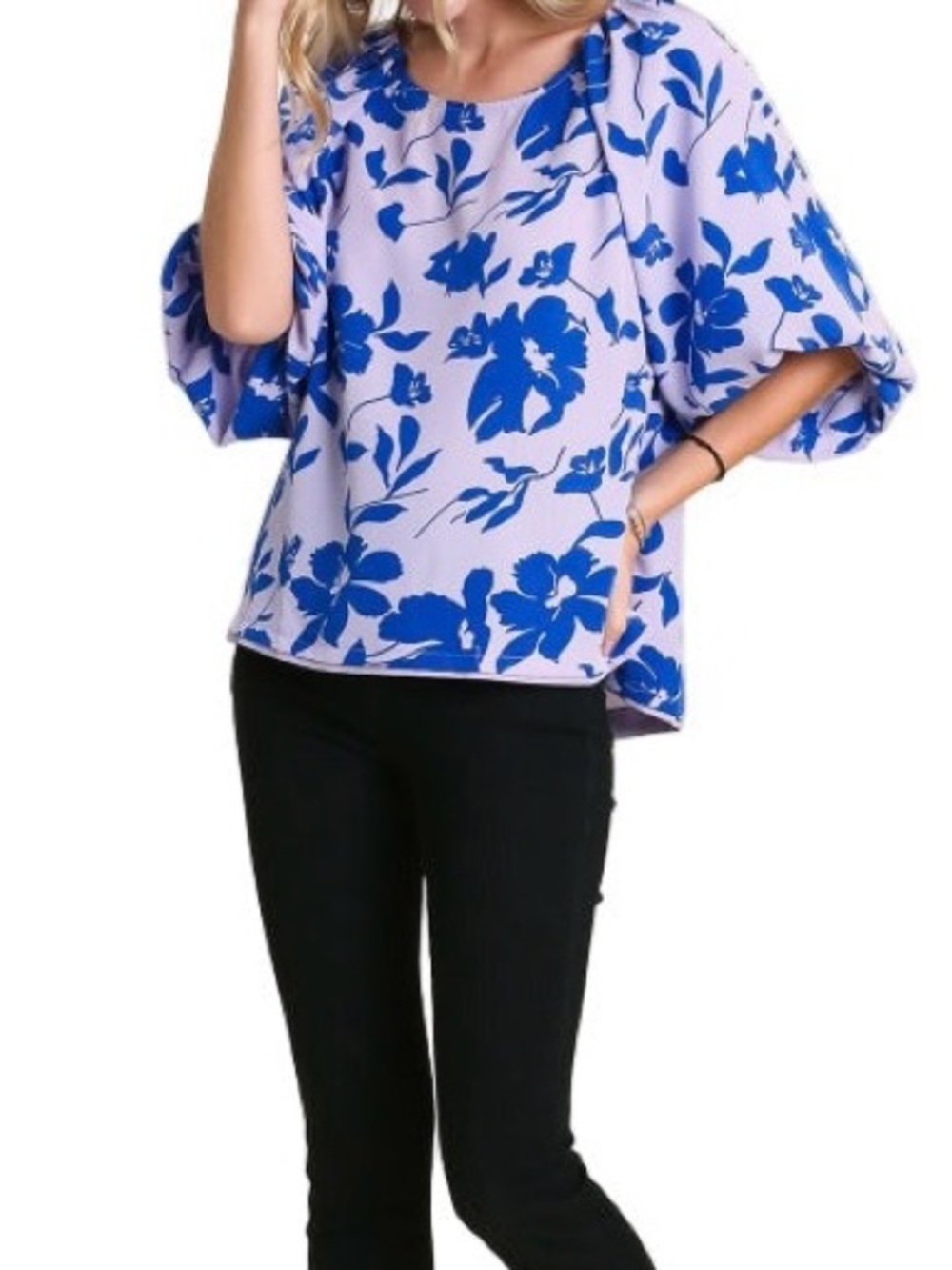 Umgee Floral Print Blouse | Lavender Mix | Boho Lightweight | Sm but fits Med - Picture 2 of 8
